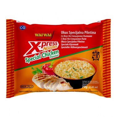 Wai Wai Xpress Instant tésztás leves Csirke Special ízű 70g